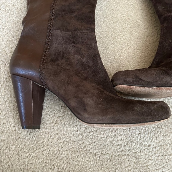 Antonio Melani Leather and Suede Boots Brown Zipper High Heel Women's Size 10 - Picture 12 of 12